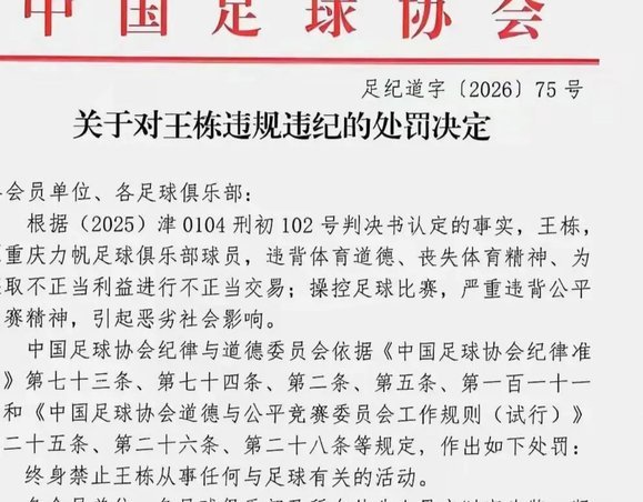 中足联发布对泰安天贶球员的罚单，但写成了“泰安天观”